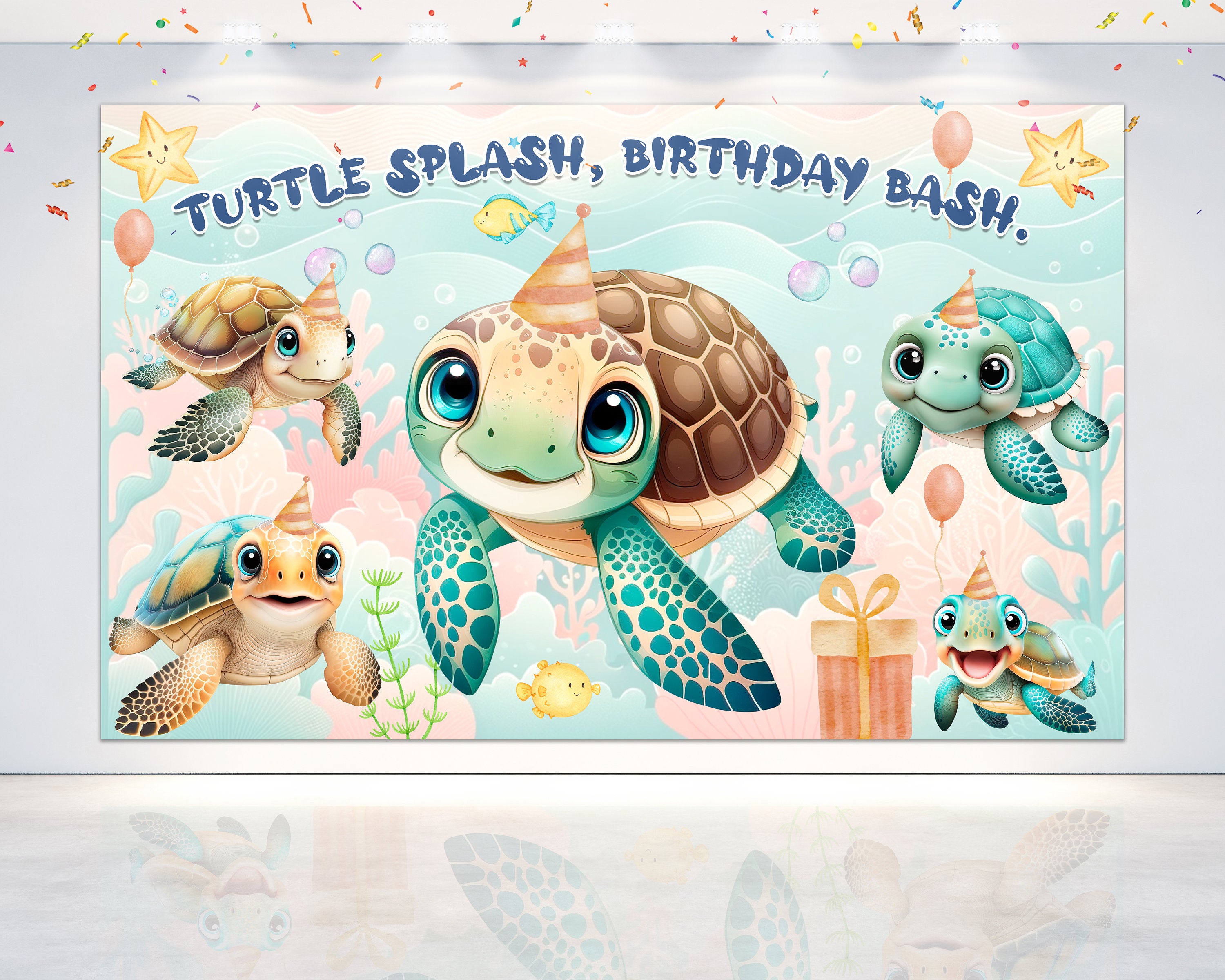 "Turtle Splash, Birthday Bash!" Backdrop