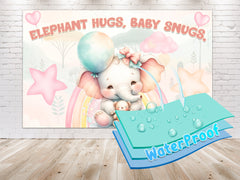 Adorable Elephant Hugs Baby Shower Backdrop 5x3 FT - Cute and Charming Baby Shower Decorations