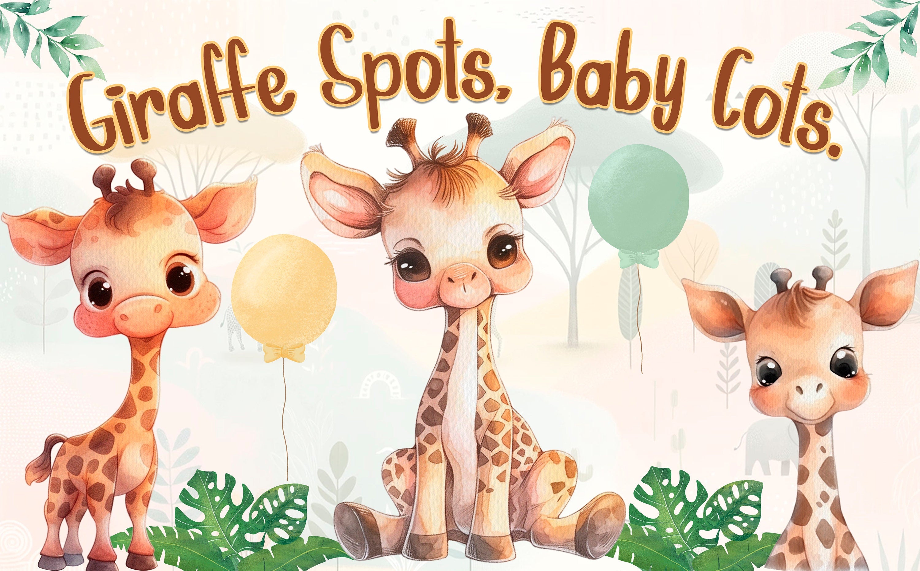 Adorable Giraffe Spots - Watercolor Giraffe Baby Shower Backdrop 5x3 FT