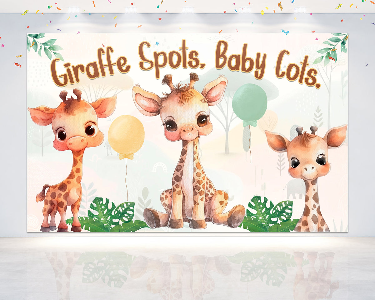 Adorable Giraffe Spots - Watercolor Giraffe Baby Shower Backdrop