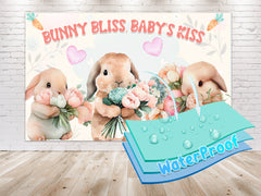 Sweet Bunny Bliss Baby Shower Backdrop 5x3 FT