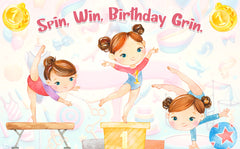 Acrobatic Baby Shower Backdrop 5x3 FT - Spin, Win, Birthday Grin