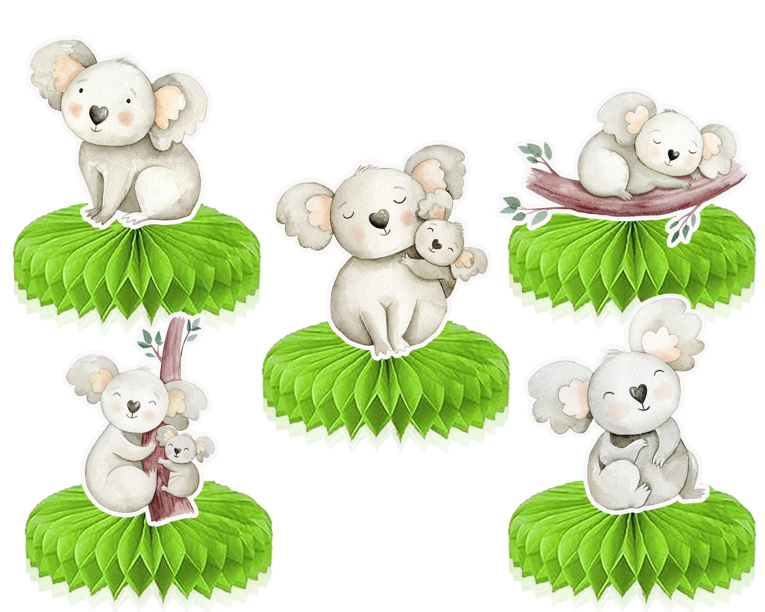 Adorable Koala Honeycomb Decorations - Set of 5