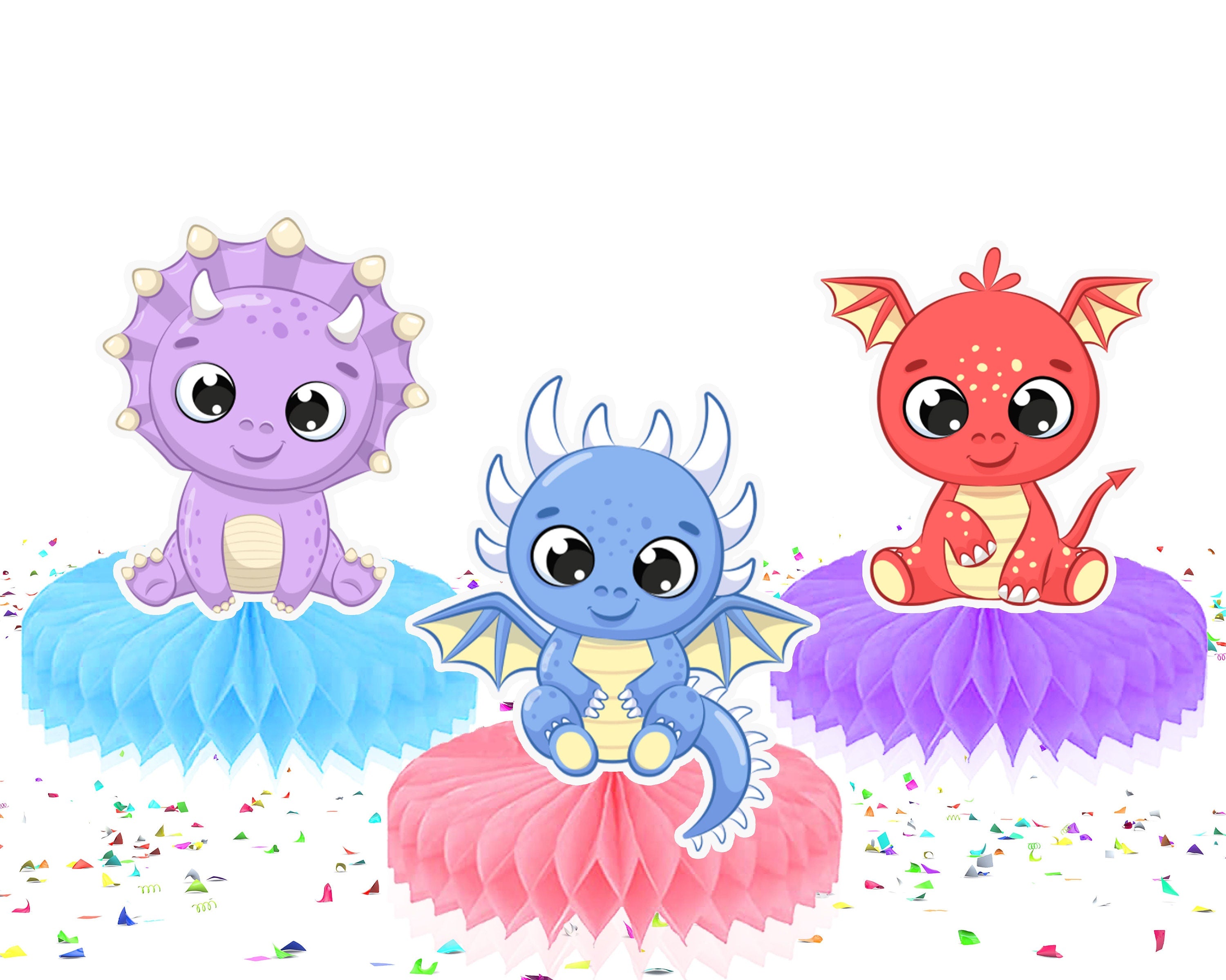 Enchanted 5-Piece Little Dragon Honeycomb Decoration Set