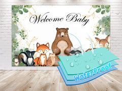 "Woodland Welcome Baby" Baby Shower Backdrop 5x3 FT - Celebrate Nature's Beauty!