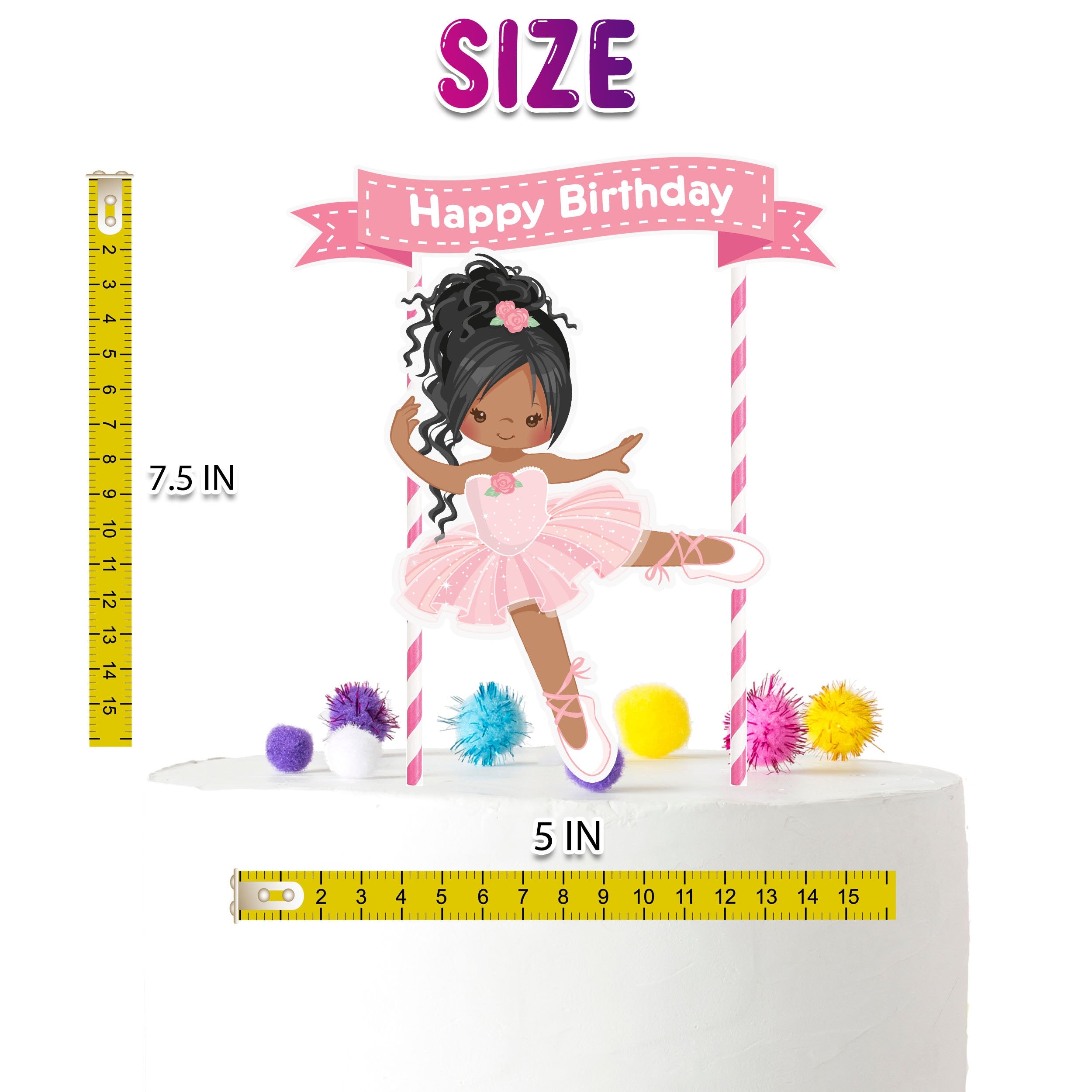 Adorable Afro Ballerina Cake Topper – Perfect Pirouette for a Birthday Celebration