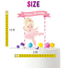 Graceful Pirouette - Elegant Ballerina Cartoon Cake Topper for Birthday Celebrations