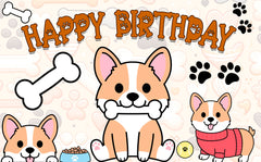 Adorable Corgi Birthday Backdrop 5x3 FT - Perfect Party Decoration for Dog Lovers