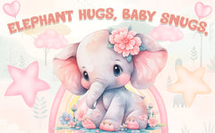 Adorable Elephant Baby Shower Backdrop 5x3 FT - Cute and Charming Baby Shower Decorations