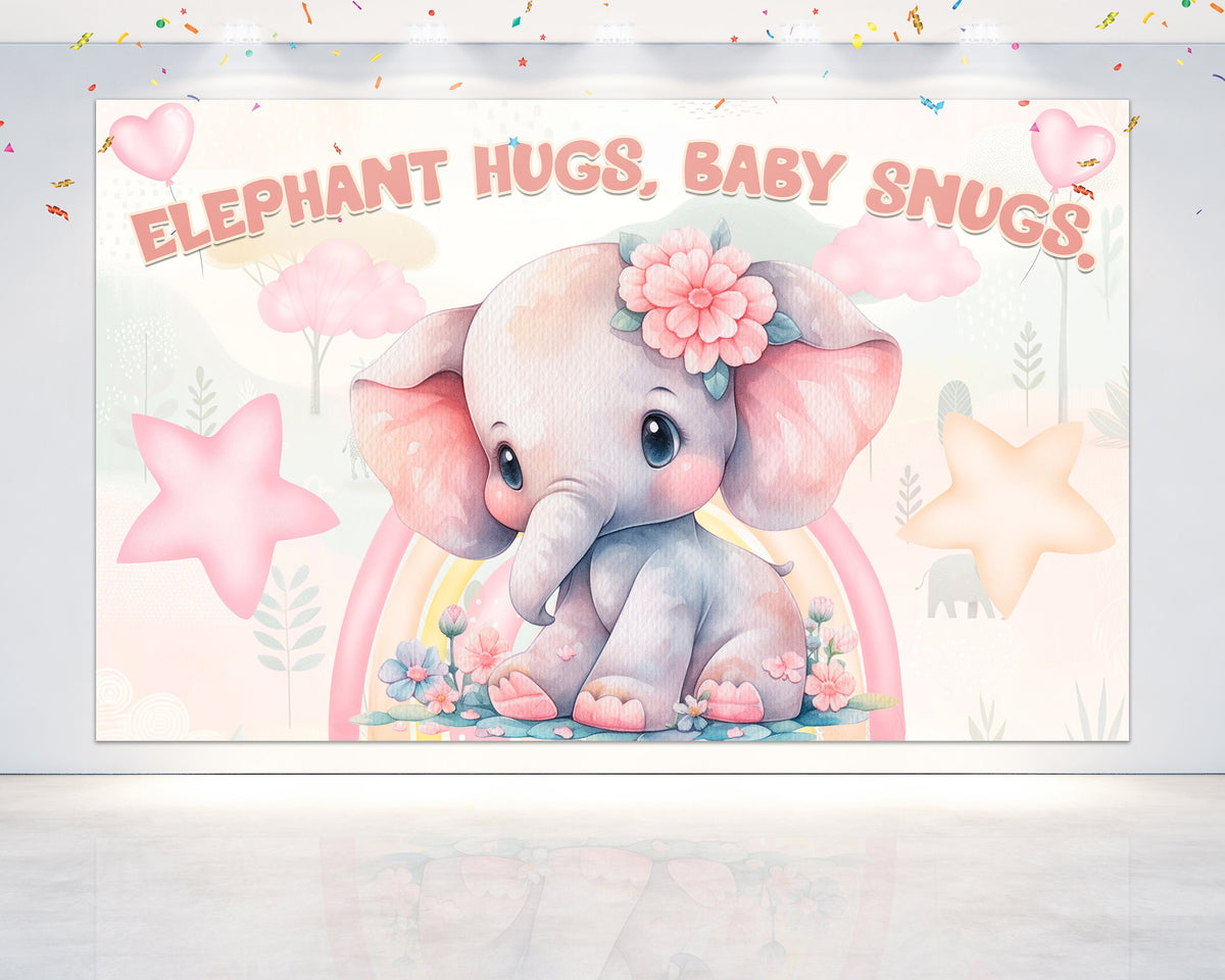 Adorable Elephant Baby Shower Backdrop