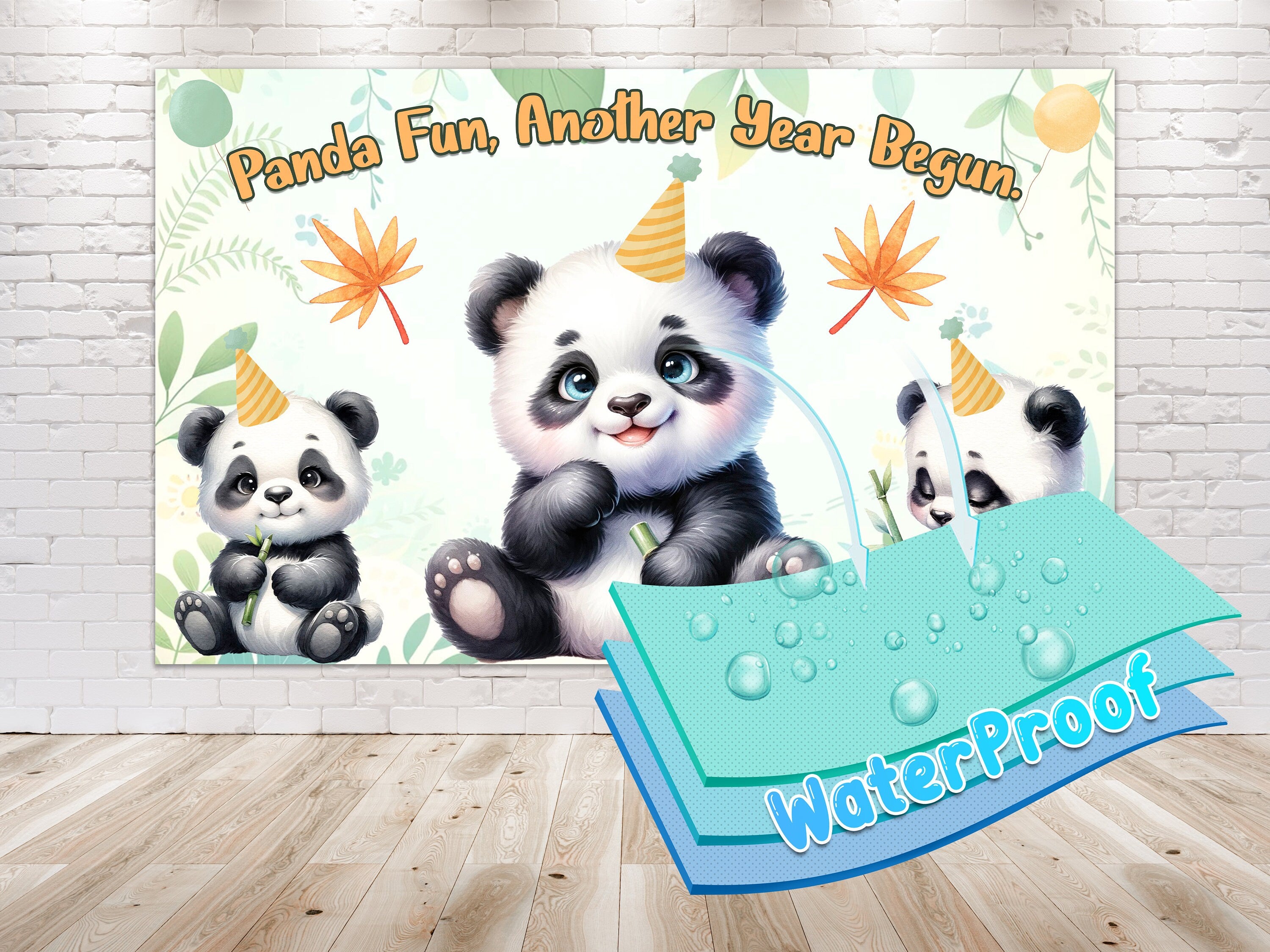 Panda Birthday Backdrop 5x3 FT