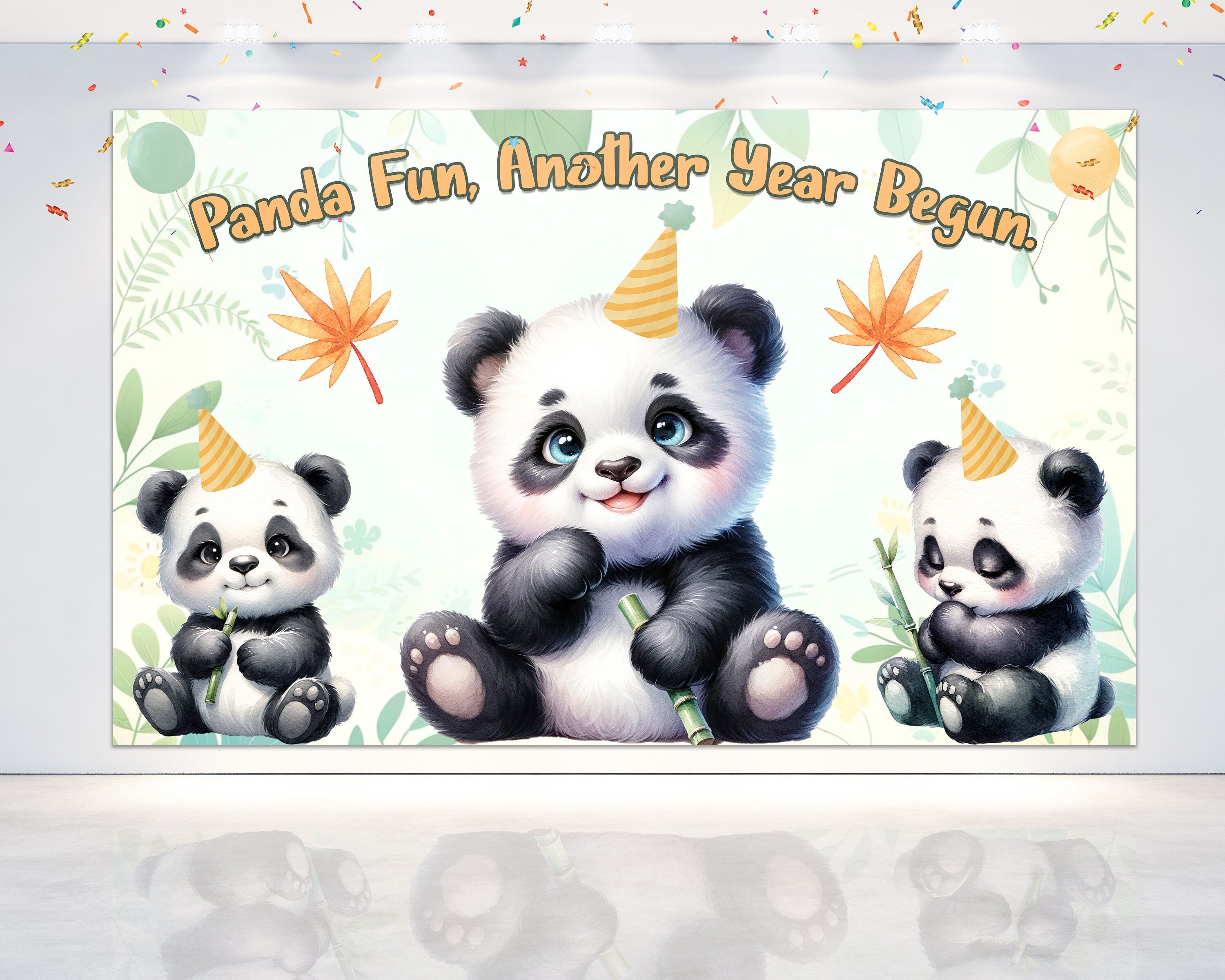 Panda Birthday Backdrop