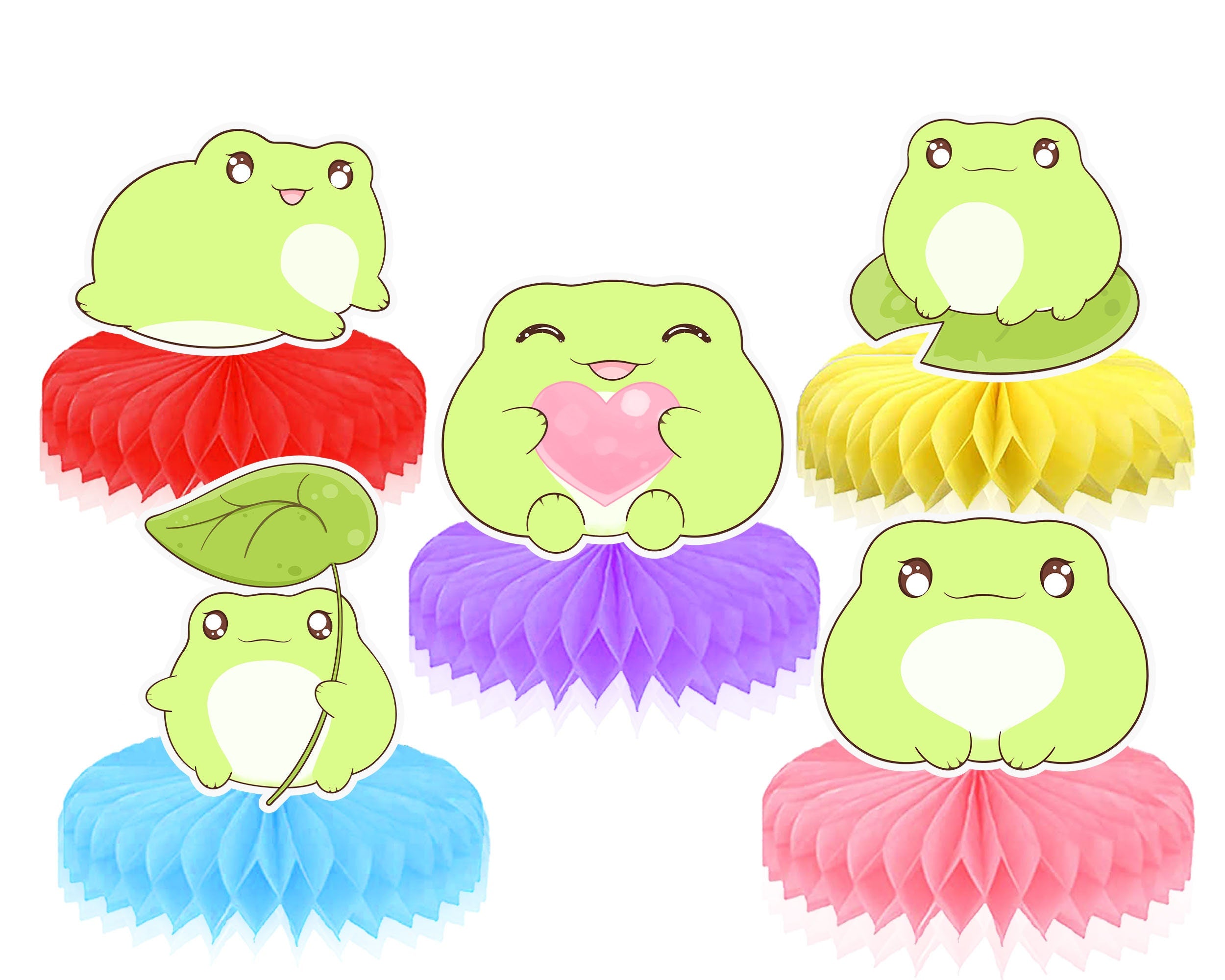 Charming Frog Honeycomb Party Set - 5pcs Whimsical Table Decorations