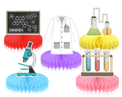 5-Piece Vibrant Science Lab Honeycomb Decor Set for Educational Parties