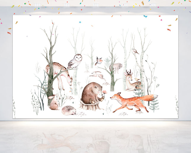 Woodland Animals" Birthday and Baby Shower Backdrop