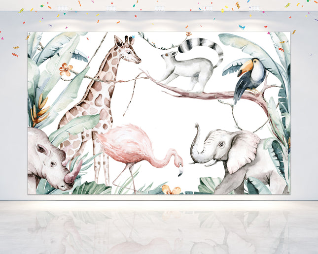 Safari Animals Baby Shower Backdrop