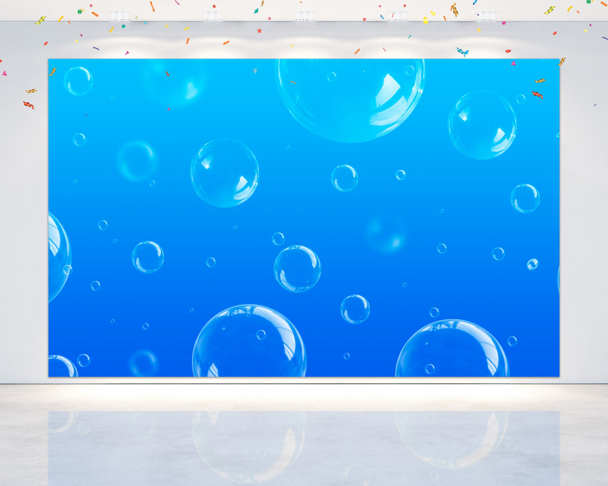 Blue Bubbles Birthday Backdrop