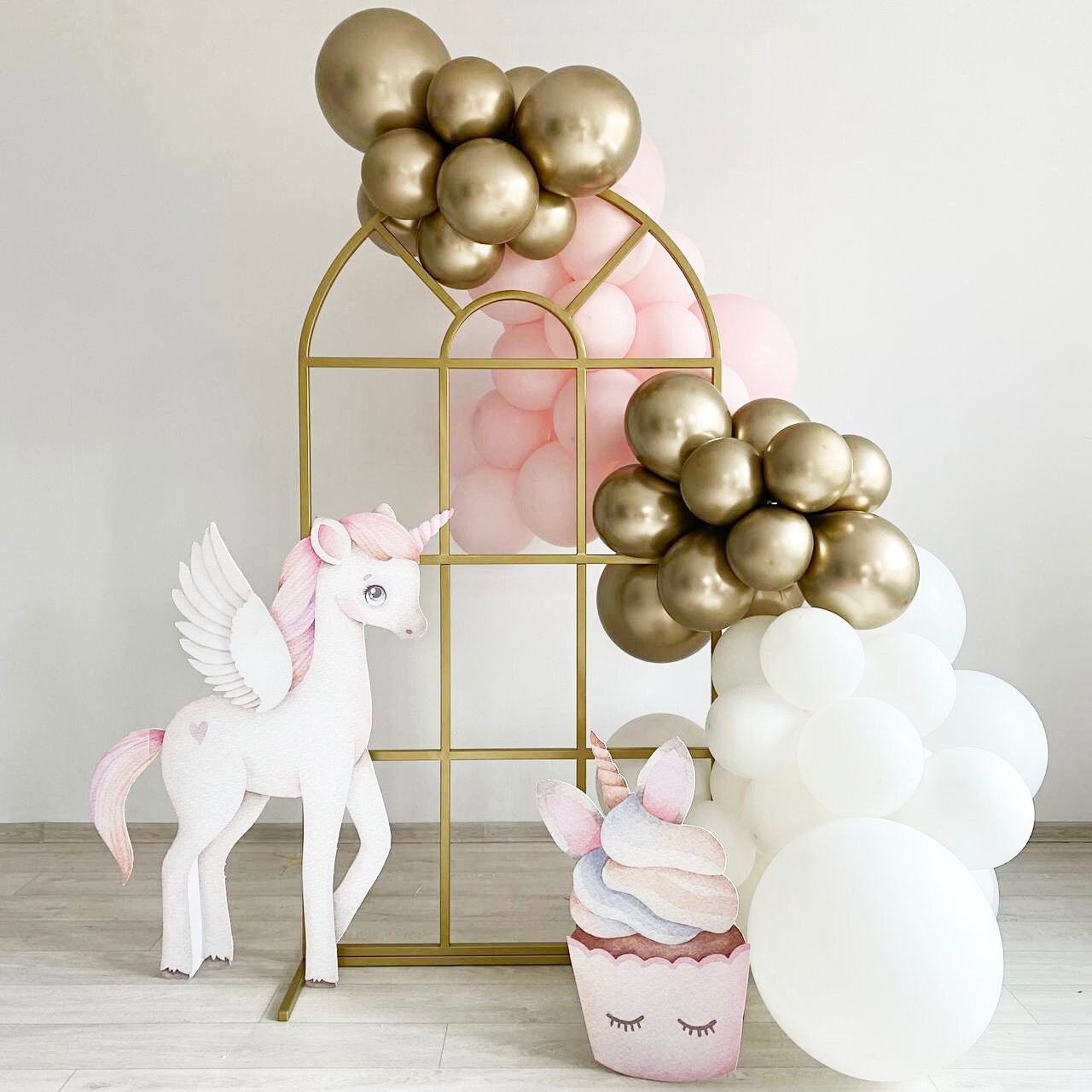 Elegant Pink, Gold and White Balloon Set - Luxurious Party Decor for Baby Showers & Birthdays