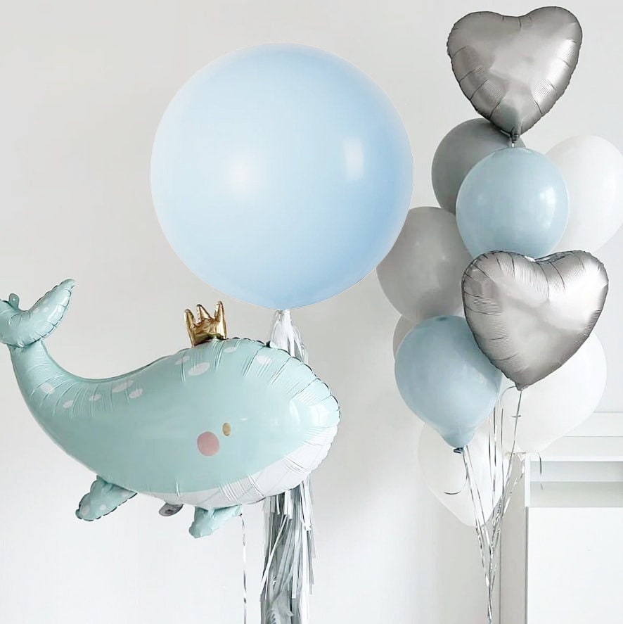 Charming Pastel Whale Balloon Set - Perfect for Birthday Parties and Baby Showers