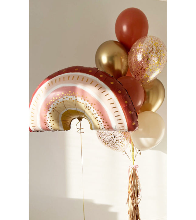 Boho Chic Rainbow and Confetti Balloons Bouquet - Perfect for Birthday Parties and Baby Showers