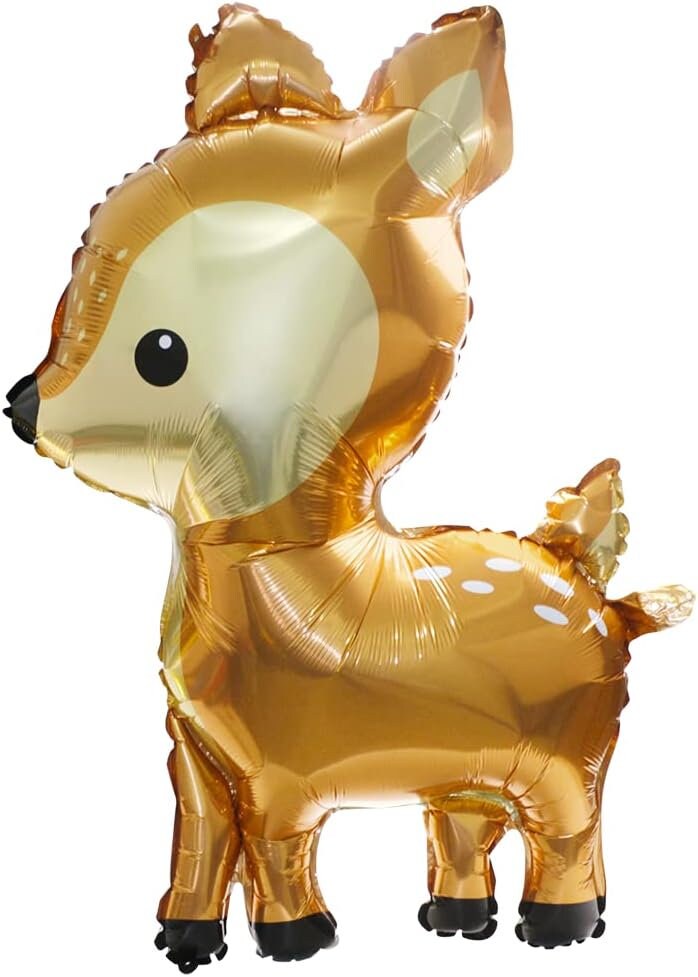 Woodland Creatures Balloon Set - Foil Balloons of Bunny and Deer with Elegant Metallic and Green Accents for Nature-Themed Parties