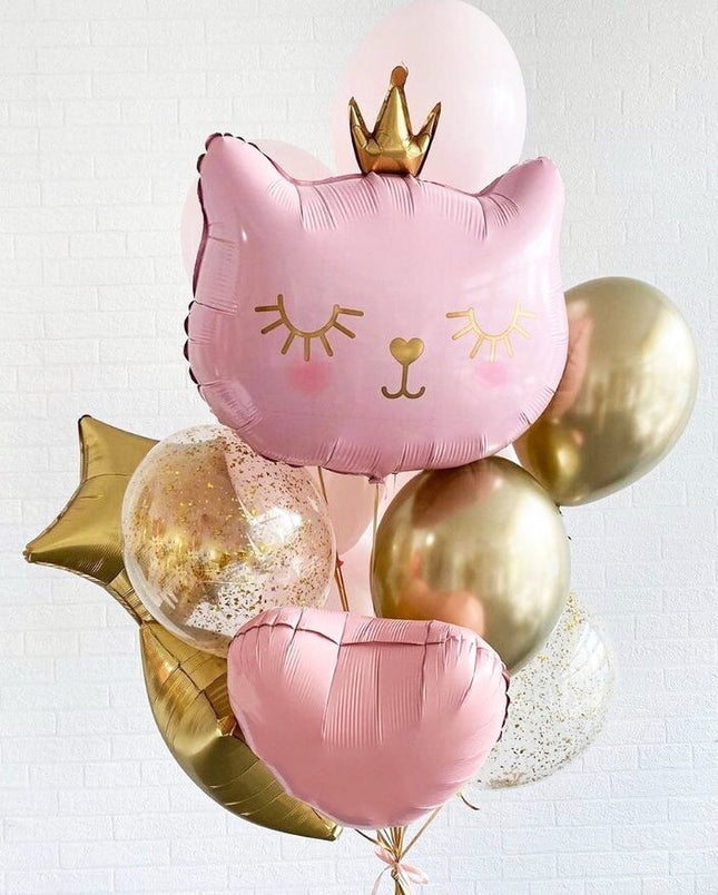 Princess Kitty Balloon Ensemble - Pink and Gold Set for Parties and Showers