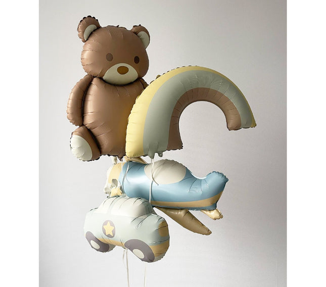 Adventure Awaits Balloon Set - Bear, Airplane, Car & Rainbow for Joyful Celebrations