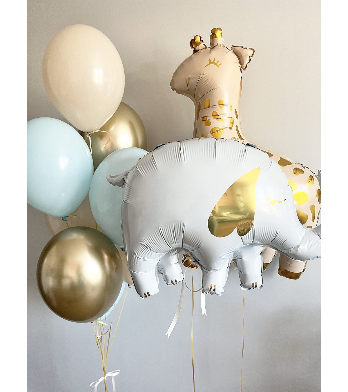 Safari Adventure Pastel Balloon Set - Elephant & Giraffe Themed Party Decor, Soft Pastel Birthday Balloons, Jungle Animal Celebration Kit