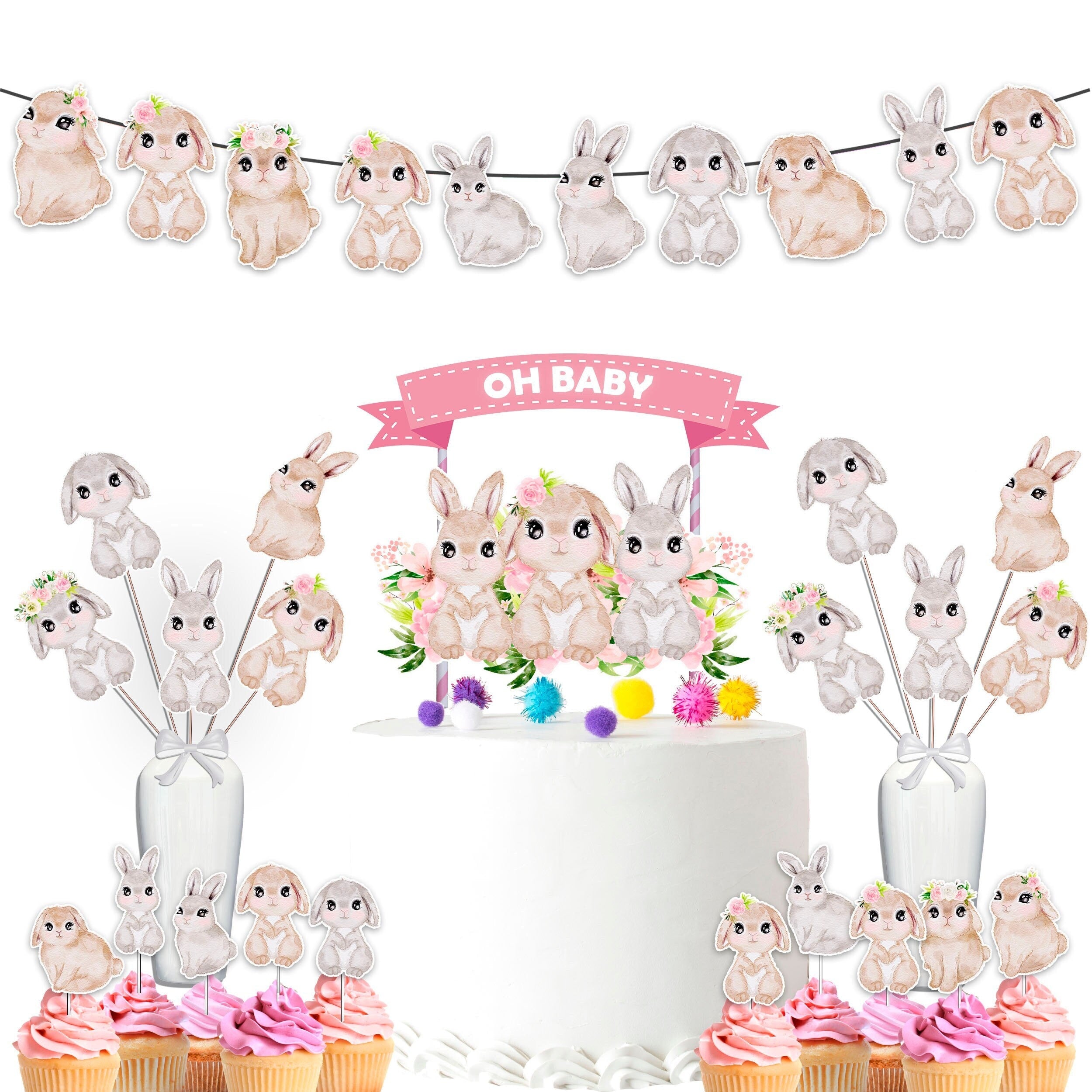 Sweet Pastel Bunny Party Decor Set