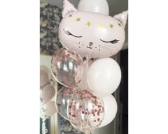 Charming Pink Cat Face Balloon Set - Ideal for Baby Showers & Birthday Celebrations - Cute and Playful Design