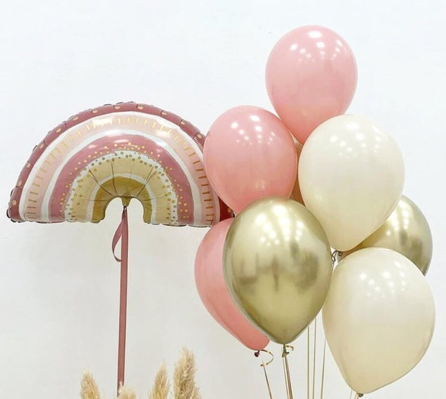 Boho Chic Rainbow Balloon Set - Perfect for Stylish Baby Showers & Birthdays - Earthy, Muted Tones