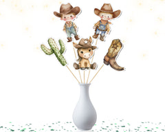 5 Pcs Rustic Cowboy Theme Table Centerpieces - Ideal for Western Baby Showers & Cowboy Birthday Parties