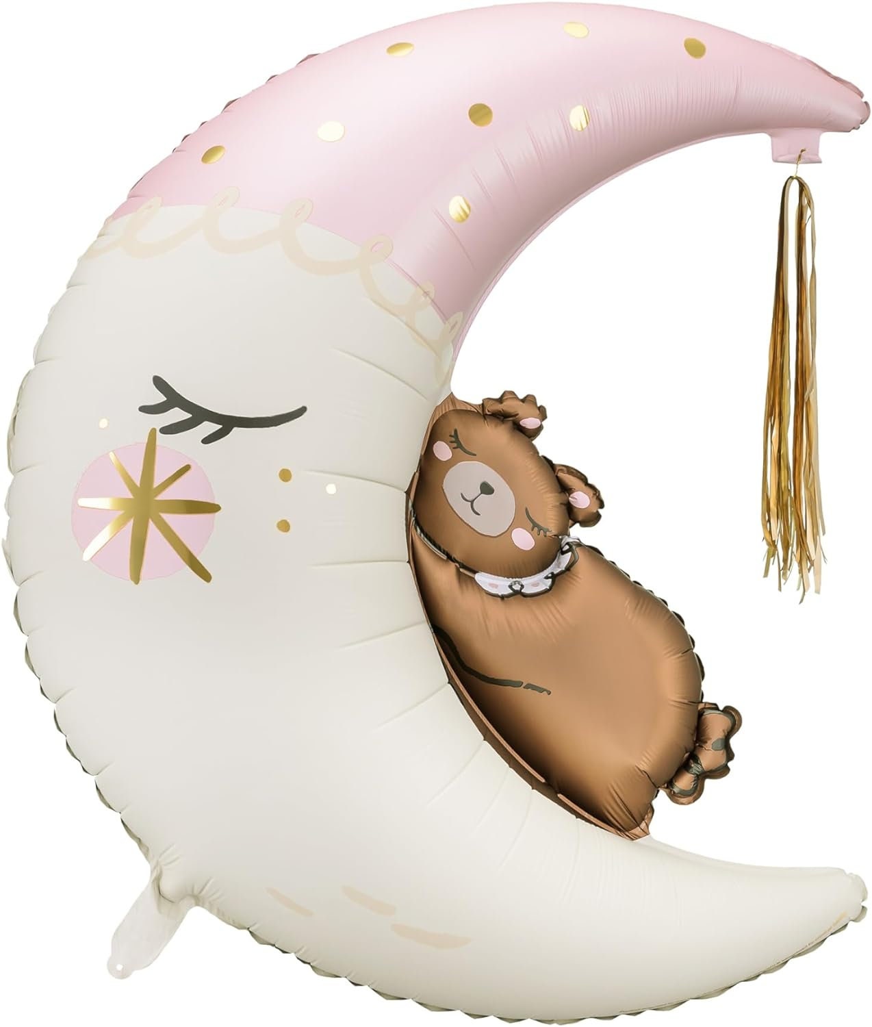 Lullaby Pastel Moon & Bear Balloon Set for Birthday Party or Baby Shower - Celestial Elegance