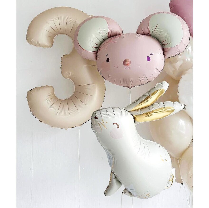 Whimsical Mouse & Rabbit Balloon Set - Delightful for Birthdays Farm Theme