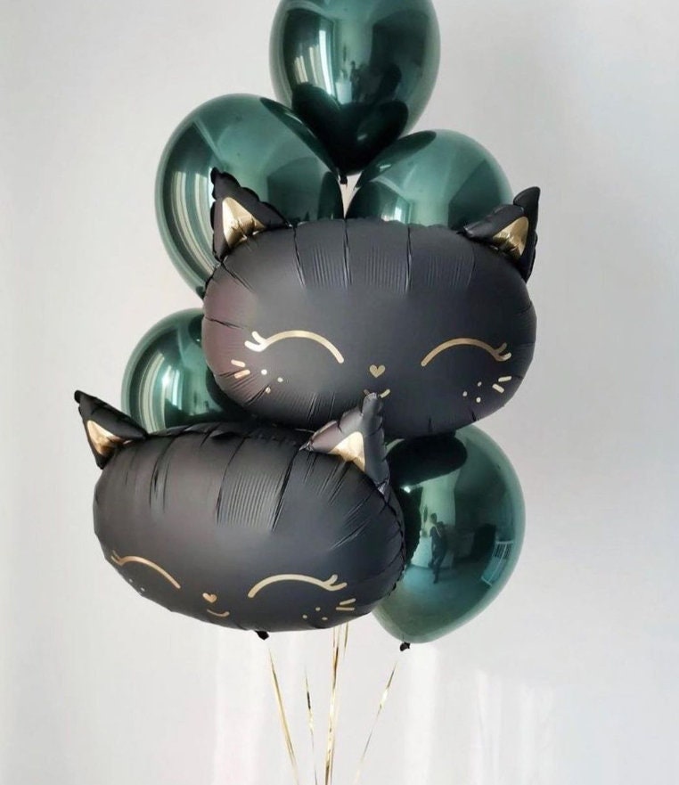 Chic Feline Charm Balloon Set - Sleek Cat Balloons for Parties and Showers