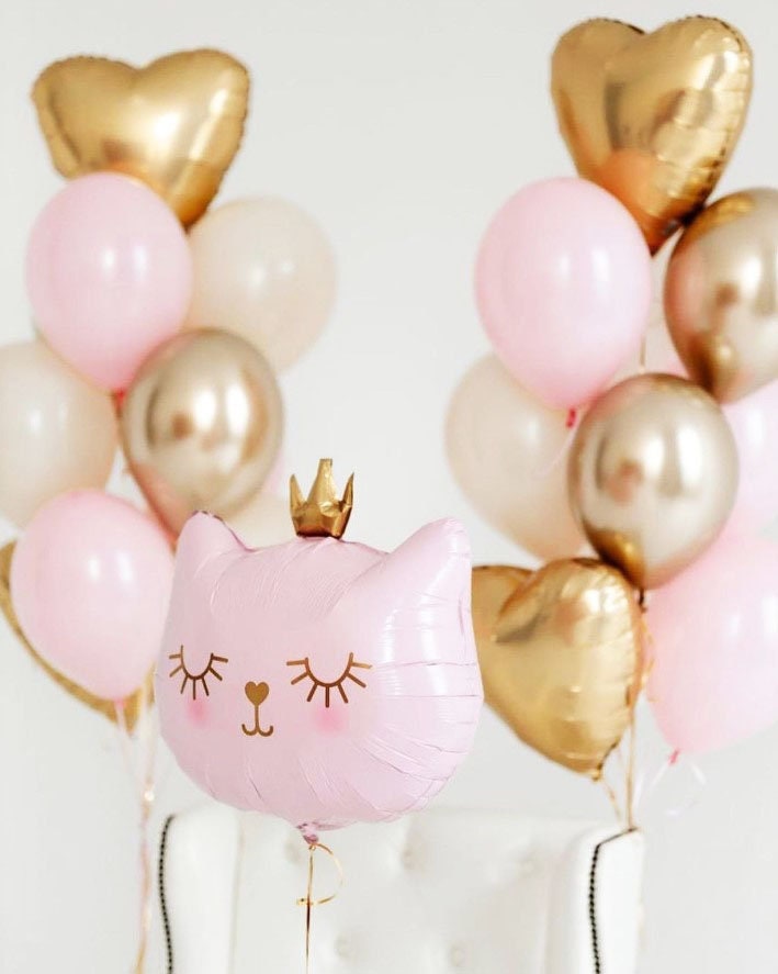 Regal Pink Cat Balloon Set - Whimsical Decor for Birthdays and Baby Showers