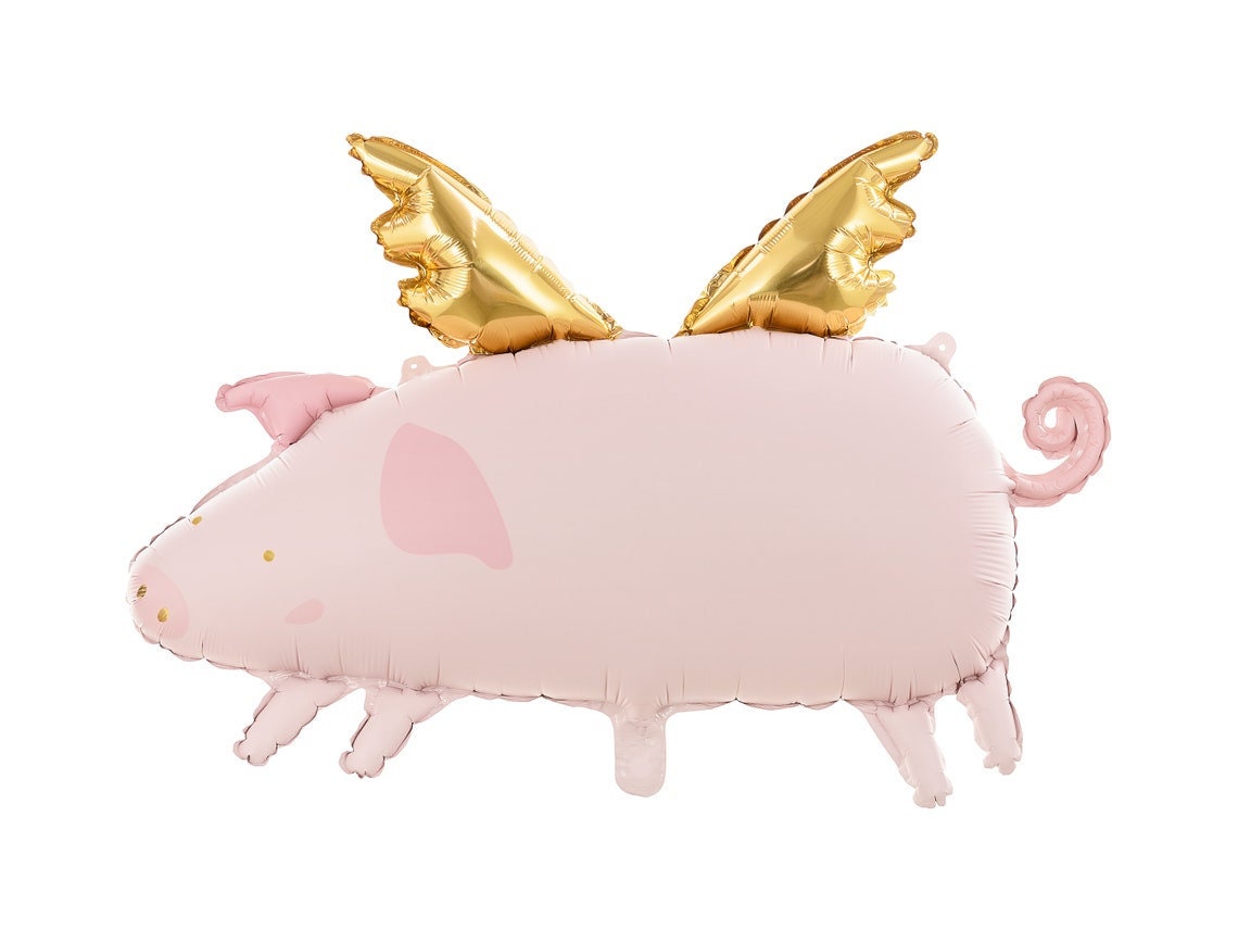 Flying Pig Balloon Ensemble - Pink and Gold Set for Parties and Showers