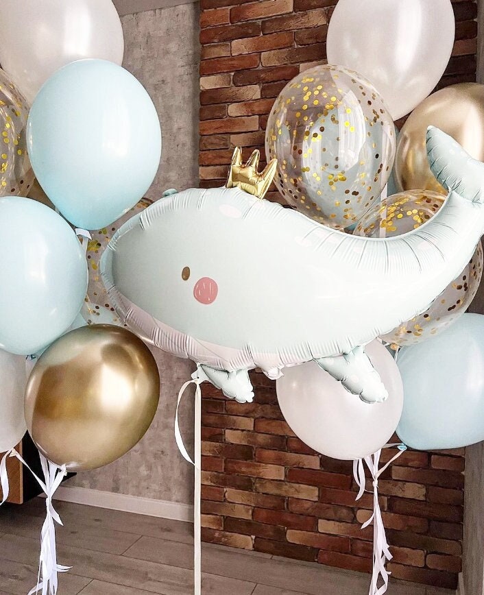 Charming Pastel Whale Balloon Set - Perfect for Birthday Parties and Baby Showers