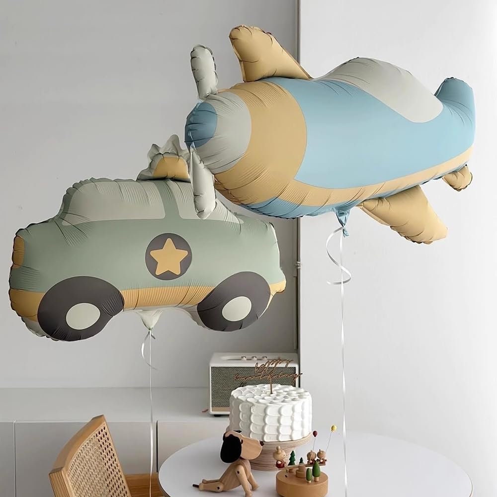 Little Driver" Car & Airplane Balloon Set | Perfect for Toddler Birthday Parties and Baby Showers