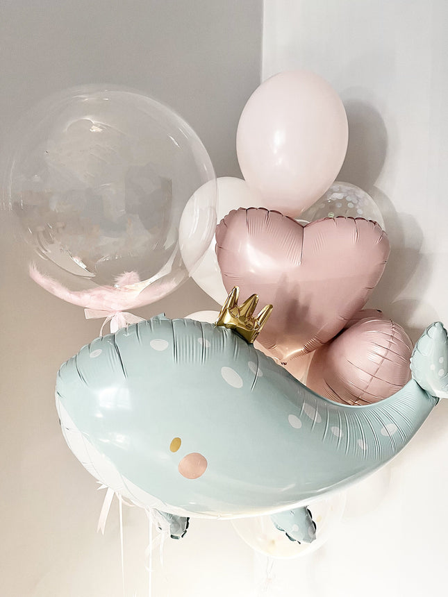 Whale Pastel Pink Balloon Set for Birthday Party & Baby Shower - Gentle Oceanic Theme, Soft Pink Whale Balloons, Sea Animal Party Decor