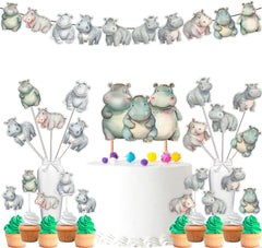 Charming Hippo Baby Shower & Birthday Decor Set