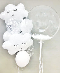 Serene Clouds & Clear Balloon Bouquet - Dreamy White Decor for Baby Showers and Birthdays