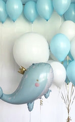 Majestic Blue Whale Balloon Set with Oceanic Hues for Baby Showers and Birthday Parties