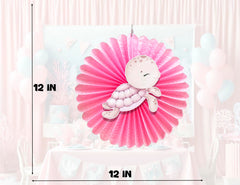 5 Pcs Pink Ocean Animals Tissue Hanging Fans Set, 12-Inch, Perfect for Sea-Themed Birthday Parties & Baby Showers