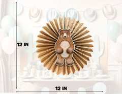 5 Pcs Woodland Animals Tissue Hanging Fans Set, 12-Inch, Perfect for Forest-Themed Birthday Parties & Baby Showers