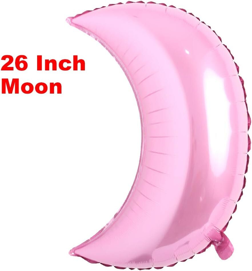 Enchanting Moon Pink and White Balloon Set - Perfect for Baby Showers, Birthdays, and Gender Reveals