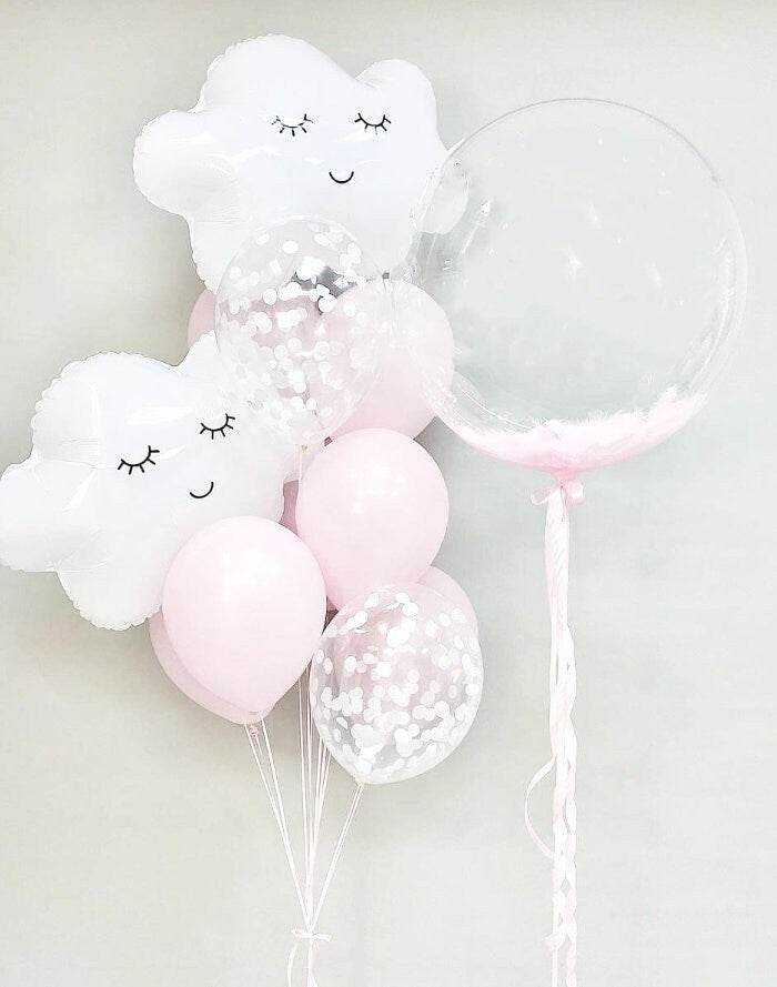 Whimsical Pink and White Cloud Balloon Set - Perfect for Baby Showers, Birthdays, and Gender Reveals