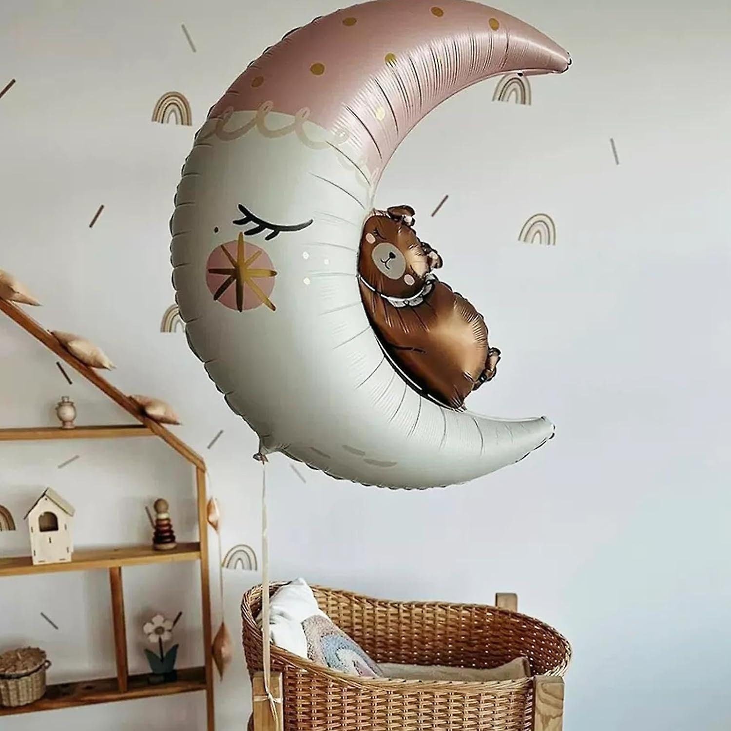 Dreamy Moon and Bear Balloon Set - Perfect for Baby Showers, Birthdays, and Nursery Decor