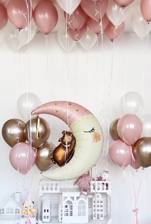 Dreamy Moon and Bear Balloon Set - Perfect for Baby Showers, Birthdays, and Nursery Decor