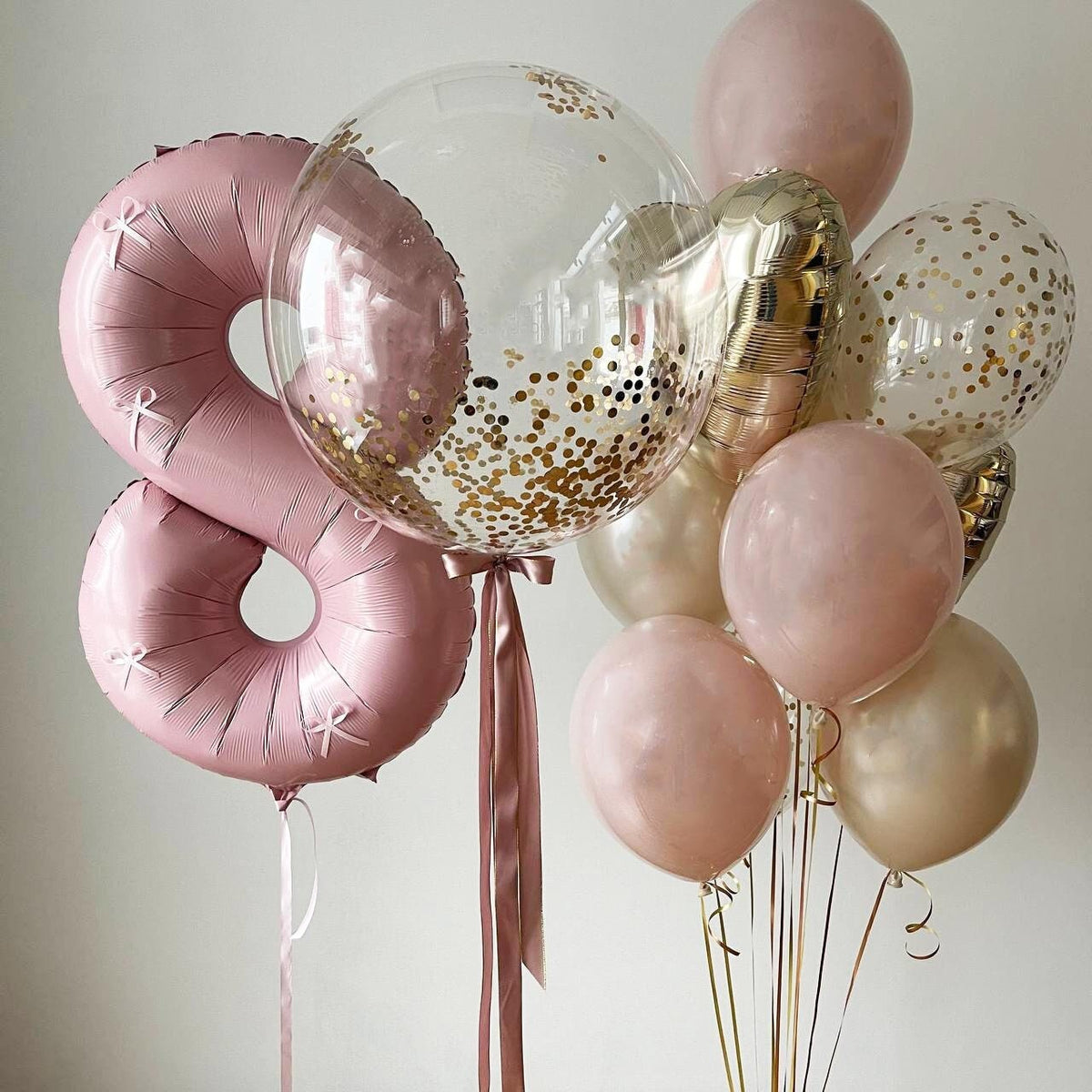 Floral Chic Pink & Gold Balloon Bouquet | Luxurious Birthday Decorations